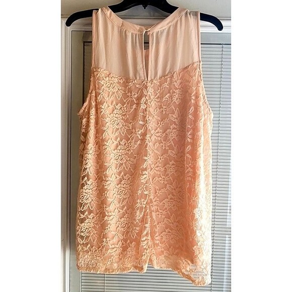 Faith and Joy Peach Lace Blouse Size Large - Picture 2 of 5